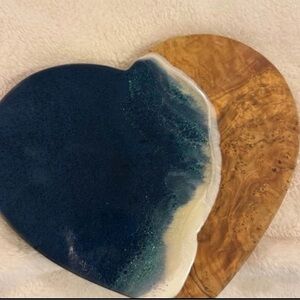Heart Shaped Wood and Resin Decor